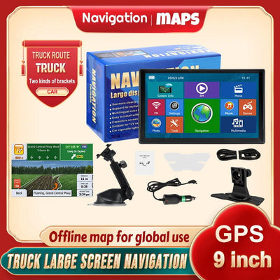 9 Inch GPS Navigation for Car Truck HGV SAT NAV Accessories Tools HD Navigator 2024 Free Update Europe North America Map 8GB FM - Slobuy