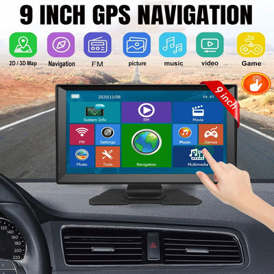 9 Inch GPS Navigation for Car Truck HGV SAT NAV Accessories Tools HD Navigator 2024 Free Update Europe North America Map 8GB FM - Slobuy