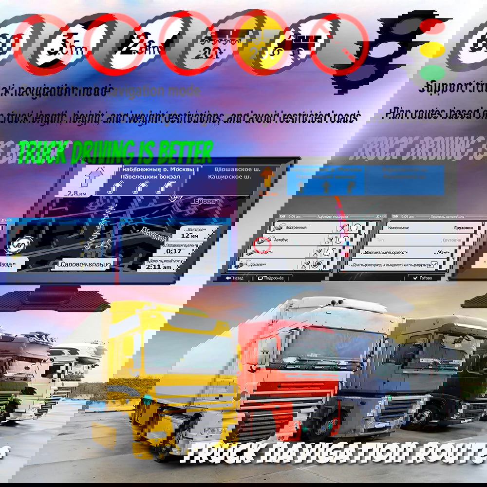 9 Inch GPS Navigation for Car Truck HGV SAT NAV Accessories Tools HD Navigator 2024 Free Update Europe North America Map 8GB FM - Slobuy