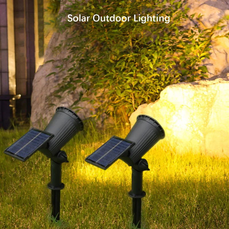 9 LEDs Solar Spotlights,Outdoor IP65 Waterproof,Spot Lights,Brightness Adjustable for Garden Backyard Driveway Patio Law Decor - Slobuy