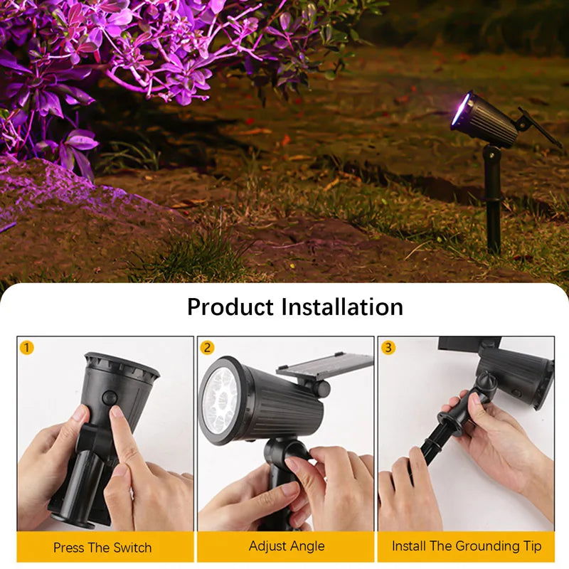9 LEDs Solar Spotlights,Outdoor IP65 Waterproof,Spot Lights,Brightness Adjustable for Garden Backyard Driveway Patio Law Decor - Slobuy