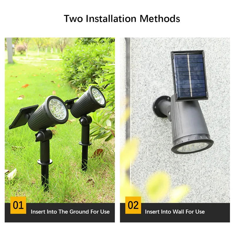 9 LEDs Solar Spotlights,Outdoor IP65 Waterproof,Spot Lights,Brightness Adjustable for Garden Backyard Driveway Patio Law Decor - Slobuy
