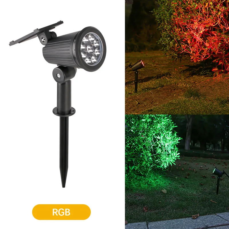 9 LEDs Solar Spotlights,Outdoor IP65 Waterproof,Spot Lights,Brightness Adjustable for Garden Backyard Driveway Patio Law Decor - Slobuy
