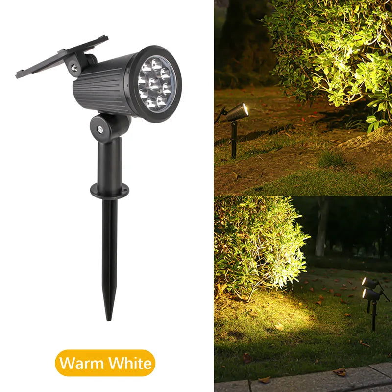 9 LEDs Solar Spotlights,Outdoor IP65 Waterproof,Spot Lights,Brightness Adjustable for Garden Backyard Driveway Patio Law Decor - Slobuy