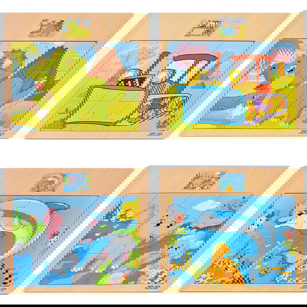 Hot Sale 12/9 PCS Puzzles Wooden Kids Baby Wood Cartoon Vehicle Animals Learning Educational Toys for Children Gift - Slobuy
