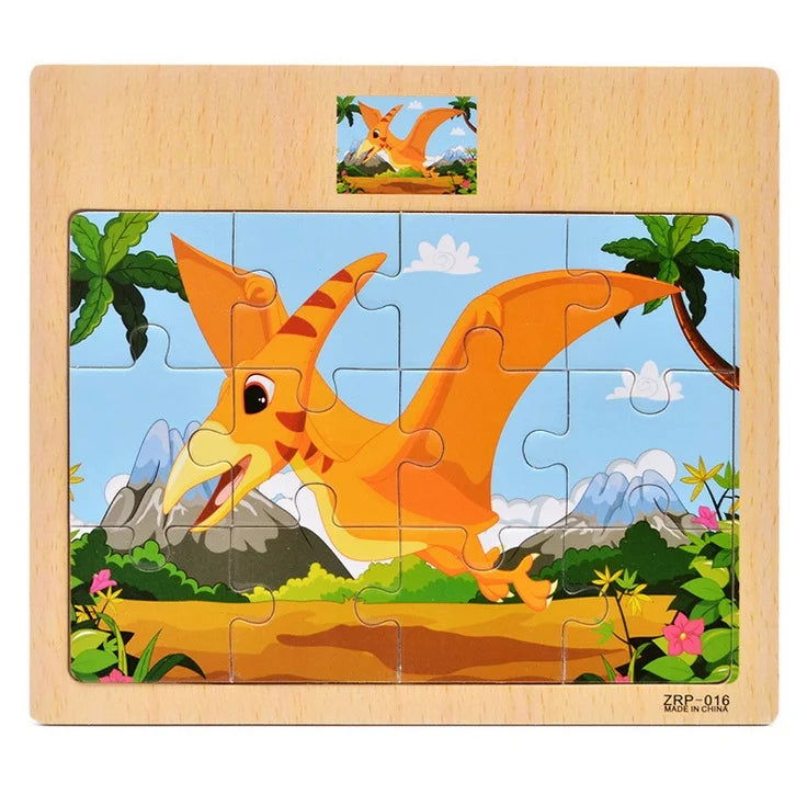 Hot Sale 12/9 PCS Puzzles Wooden Kids Baby Wood Cartoon Vehicle Animals Learning Educational Toys for Children Gift - Slobuy