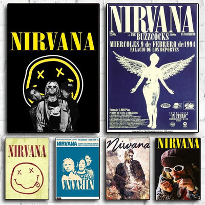 A-N-Nirvana-Rock Band Poster No Framed Poster Kraft Club Bar Paper Vintage Poster Wall Art Painting Bedroom Study Stickers - Slobuy