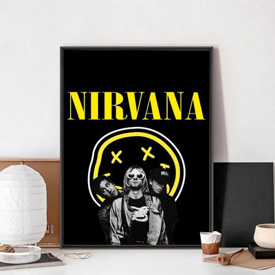 A-N-Nirvana-Rock Band Poster No Framed Poster Kraft Club Bar Paper Vintage Poster Wall Art Painting Bedroom Study Stickers - Slobuy