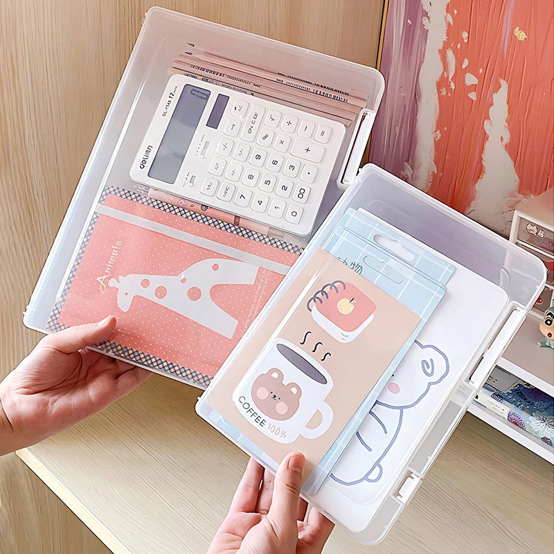 A4 file storage box, portable folder, student materials, test paper classification, organization, stationery and file box - Slobuy