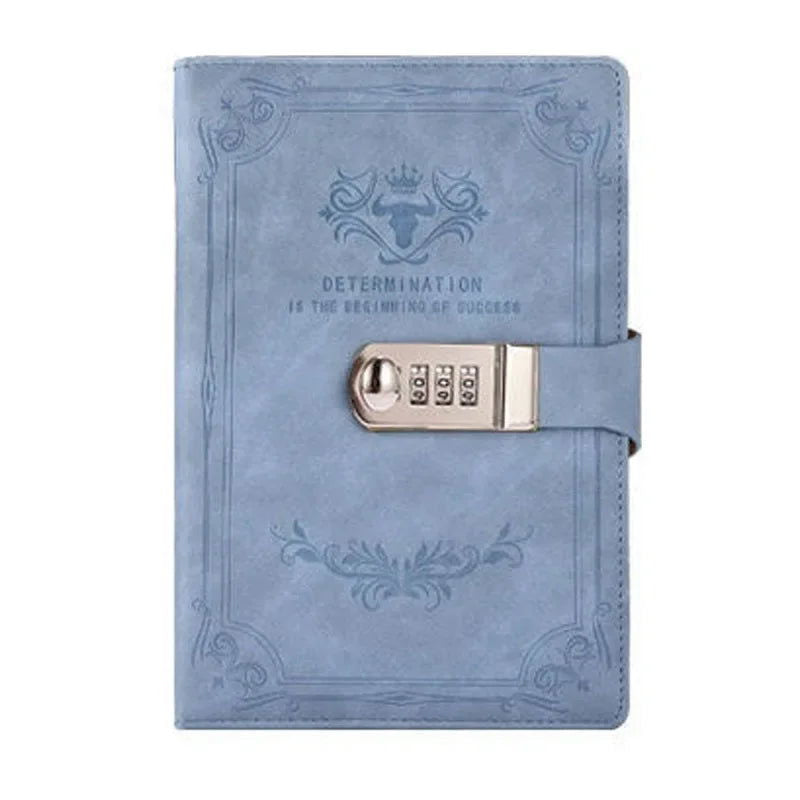 A5 200 Pages Retro Password Book with Lock Diary Thickened Creative Hand Ledger Student Notepad Stationery Notebook Binder - Slobuy