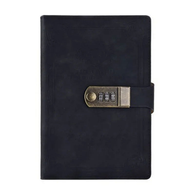 A5 200 Pages Retro Password Book with Lock Diary Thickened Creative Hand Ledger Student Notepad Stationery Notebook Binder - Slobuy