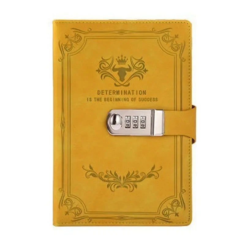 A5 200 Pages Retro Password Book with Lock Diary Thickened Creative Hand Ledger Student Notepad Stationery Notebook Binder - Slobuy