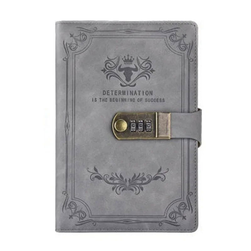 A5 200 Pages Retro Password Book with Lock Diary Thickened Creative Hand Ledger Student Notepad Stationery Notebook Binder - Slobuy