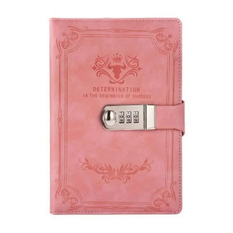 A5 200 Pages Retro Password Book with Lock Diary Thickened Creative Hand Ledger Student Notepad Stationery Notebook Binder - Slobuy