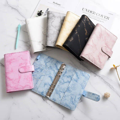 A5 A6  White Black Color Marble Binder DIY Binder Only Cover Diary Agenda Planner Paper Cover School Stationery - Slobuy