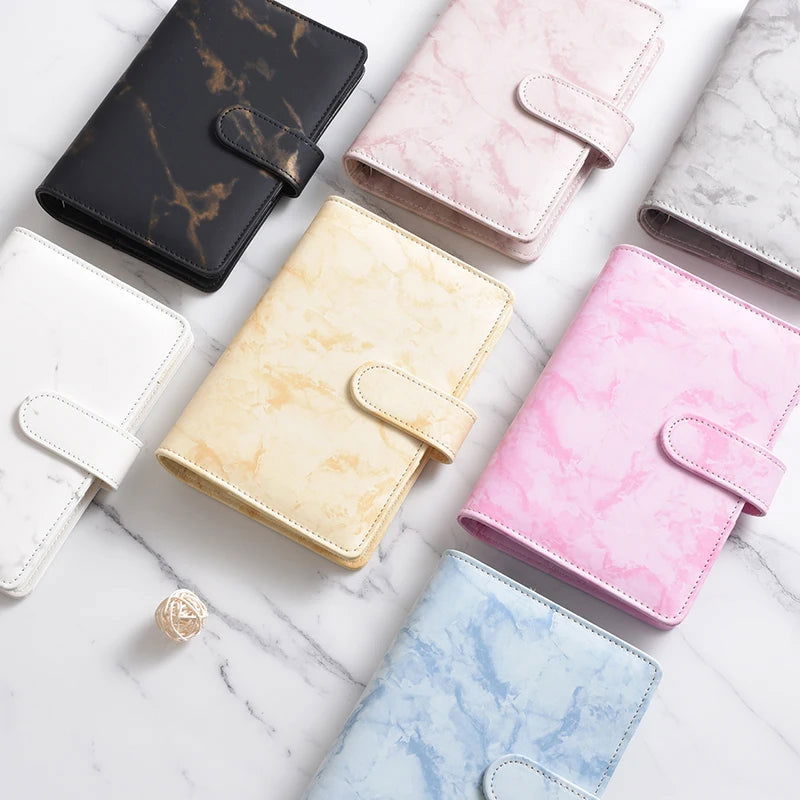 A5 A6  White Black Color Marble Binder DIY Binder Only Cover Diary Agenda Planner Paper Cover School Stationery - Slobuy