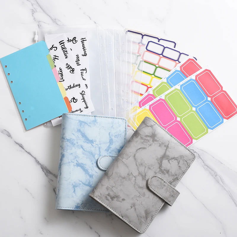 A5 A6  White Black Color Marble Binder DIY Binder Only Cover Diary Agenda Planner Paper Cover School Stationery - Slobuy