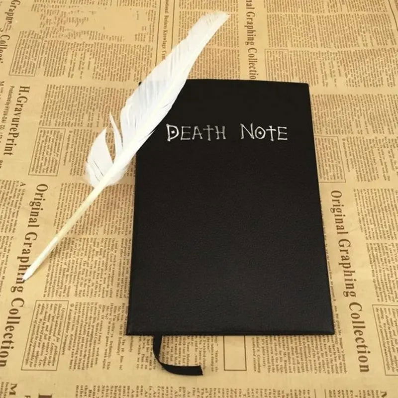A5 Anime Notebook Set Leather Journal And Necklace Feather Pen Animation Art Writing Journal Notepad - Slobuy