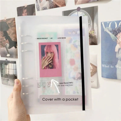 A5 Binder Ring Collect Book Korea Idol Photo Organizer Journal Diary Agenda Planner Bullet Cover School Stationery - Slobuy