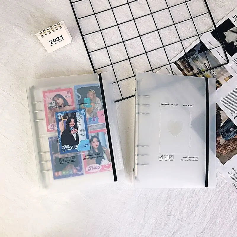 A5 Binder Ring Collect Book Korea Idol Photo Organizer Journal Diary Agenda Planner Bullet Cover School Stationery - Slobuy