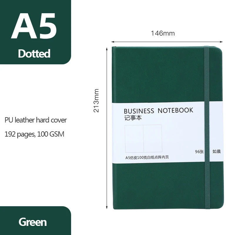 A5 Notebook Classic Journal Dotted Paper  Hard Cover 100 GSM 192 Pages Planner Bujo Diary Stationery - Slobuy