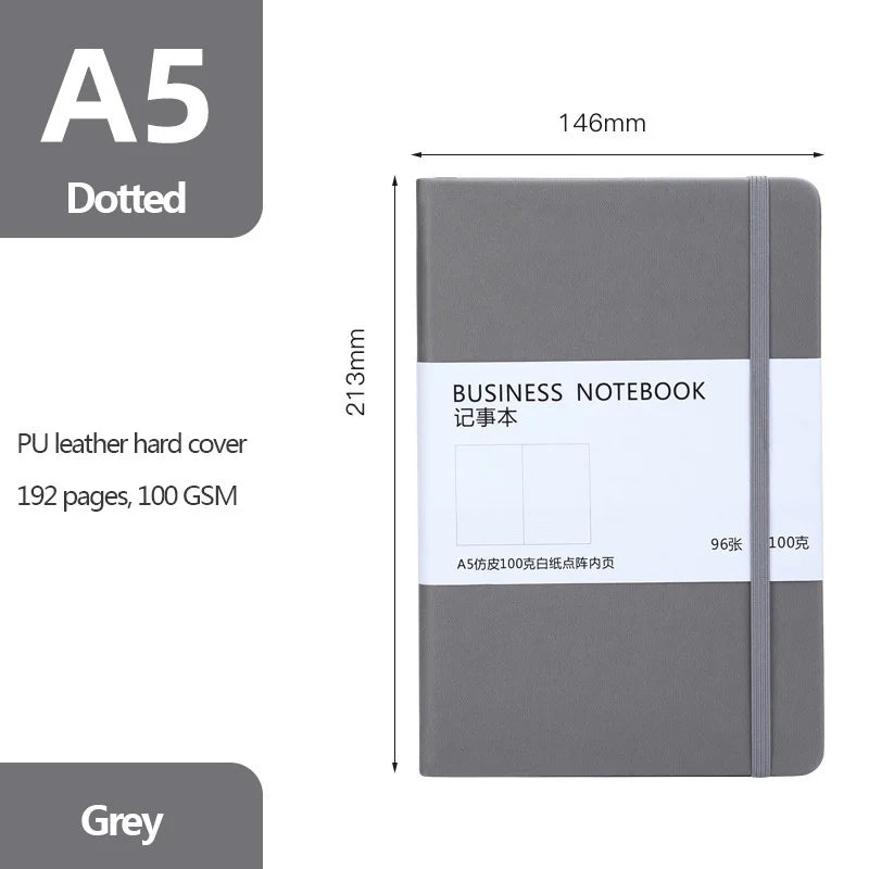 A5 Notebook Classic Journal Dotted Paper  Hard Cover 100 GSM 192 Pages Planner Bujo Diary Stationery - Slobuy