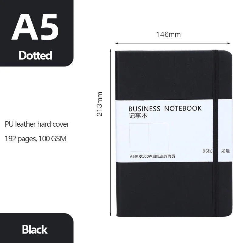 A5 Notebook Classic Journal Dotted Paper  Hard Cover 100 GSM 192 Pages Planner Bujo Diary Stationery - Slobuy