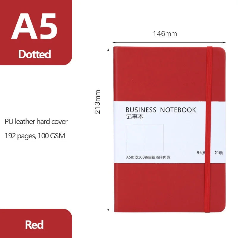 A5 Notebook Classic Journal Dotted Paper  Hard Cover 100 GSM 192 Pages Planner Bujo Diary Stationery - Slobuy