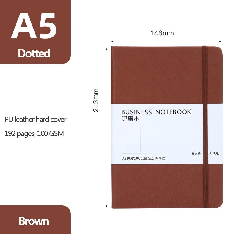 A5 Notebook Classic Journal Dotted Paper  Hard Cover 100 GSM 192 Pages Planner Bujo Diary Stationery - Slobuy