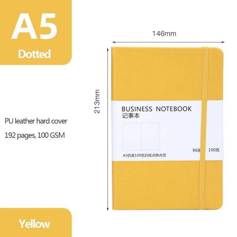 A5 Notebook Classic Journal Dotted Paper  Hard Cover 100 GSM 192 Pages Planner Bujo Diary Stationery - Slobuy