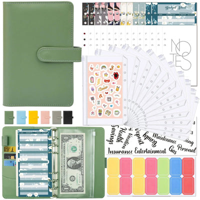 A6 Binder Budget Planner Notebook Covers Folder A6 Size 6 Hole Binder Pockets Plastic Binder Zipper Money Saving Envelope - Slobuy
