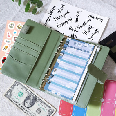 A6 Binder Budget Planner Notebook Covers Folder A6 Size 6 Hole Binder Pockets Plastic Binder Zipper Money Saving Envelope - Slobuy