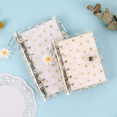 A7/A6 Cute Daisy Spiral Binder Notebook Agenda Cover with Storage Bag Kawaii Transparent School Diary Journal Planner Stationery - Slobuy