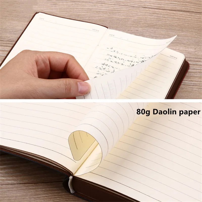 A6 Retro style pocket type mini notebook Stamping process artificial PU leather writing book Portable notepad Office bookkeeping - Slobuy