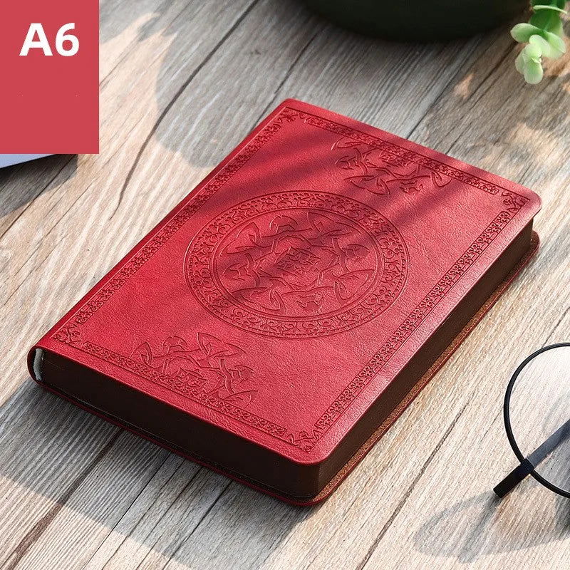 A6 Retro style pocket type mini notebook Stamping process artificial PU leather writing book Portable notepad Office bookkeeping - Slobuy