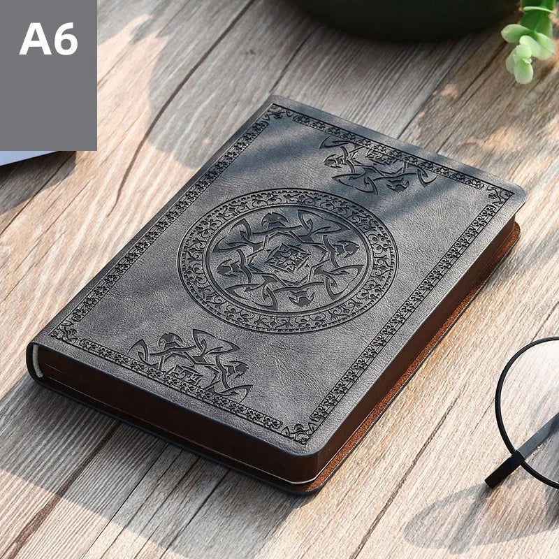 A6 Retro style pocket type mini notebook Stamping process artificial PU leather writing book Portable notepad Office bookkeeping - Slobuy