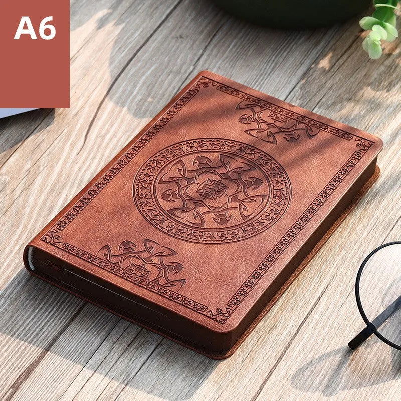 A6 Retro style pocket type mini notebook Stamping process artificial PU leather writing book Portable notepad Office bookkeeping - Slobuy