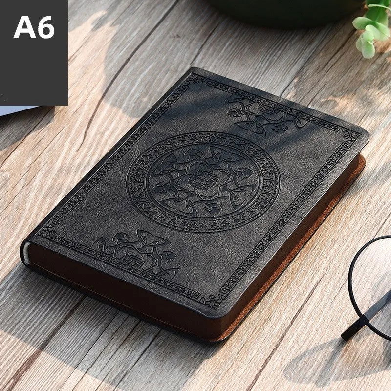 A6 Retro style pocket type mini notebook Stamping process artificial PU leather writing book Portable notepad Office bookkeeping - Slobuy