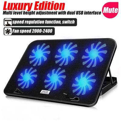 A9 Gaming RGB Laptop Cooler  6 Fan Gaming Led Light Notebook COOLCOLD Cooler For 13-18 Inch Stand For Laptop Macbook 2023 - Slobuy