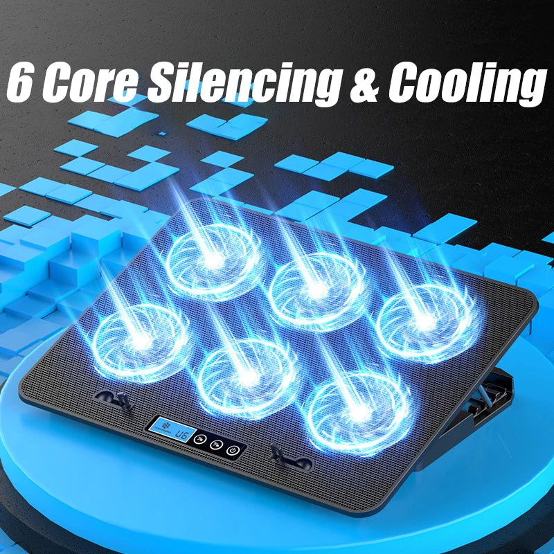 A9 Gaming RGB Laptop Cooler  6 Fan Gaming Led Light Notebook COOLCOLD Cooler For 13-18 Inch Stand For Laptop Macbook 2023 - Slobuy