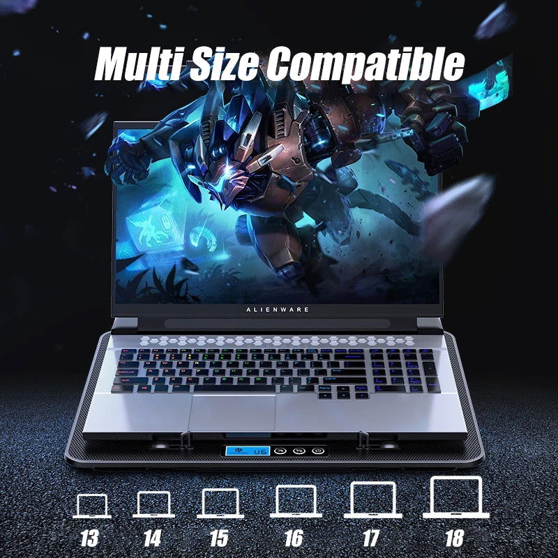 A9 Gaming RGB Laptop Cooler  6 Fan Gaming Led Light Notebook COOLCOLD Cooler For 13-18 Inch Stand For Laptop Macbook 2023 - Slobuy