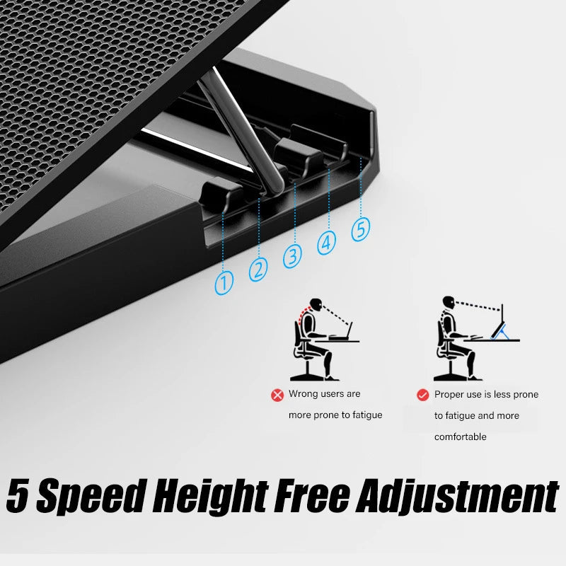 A9 Gaming RGB Laptop Cooler  6 Fan Gaming Led Light Notebook COOLCOLD Cooler For 13-18 Inch Stand For Laptop Macbook 2023 - Slobuy