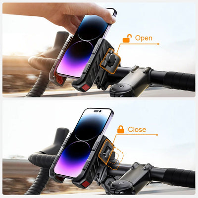 ABS Bike Phone Support Shockproof Motorbike Phone Bracket One-hand Operation 360 Degree Adjustment for Mobile Phone 4.7-7 Inch - Slobuy