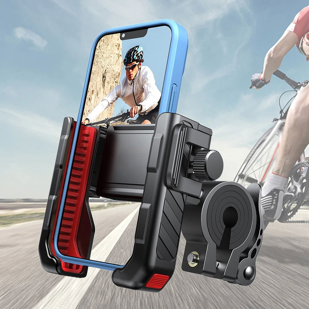 ABS Bike Phone Support Shockproof Motorbike Phone Bracket One-hand Operation 360 Degree Adjustment for Mobile Phone 4.7-7 Inch - Slobuy
