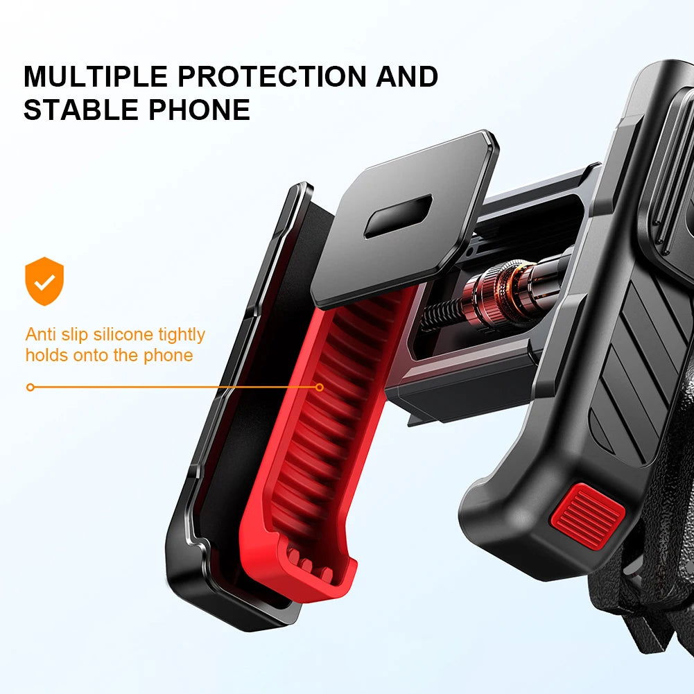 ABS Bike Phone Support Shockproof Motorbike Phone Bracket One-hand Operation 360 Degree Adjustment for Mobile Phone 4.7-7 Inch - Slobuy
