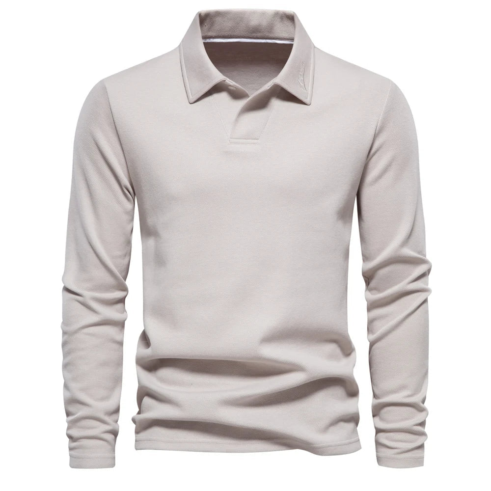 AIOPESON Embroidery Polo Shirt for Men Fashion Neck Turn Down Collar Mens Casual Social Polo Shirts Luxury Golf Shirt - Slobuy
