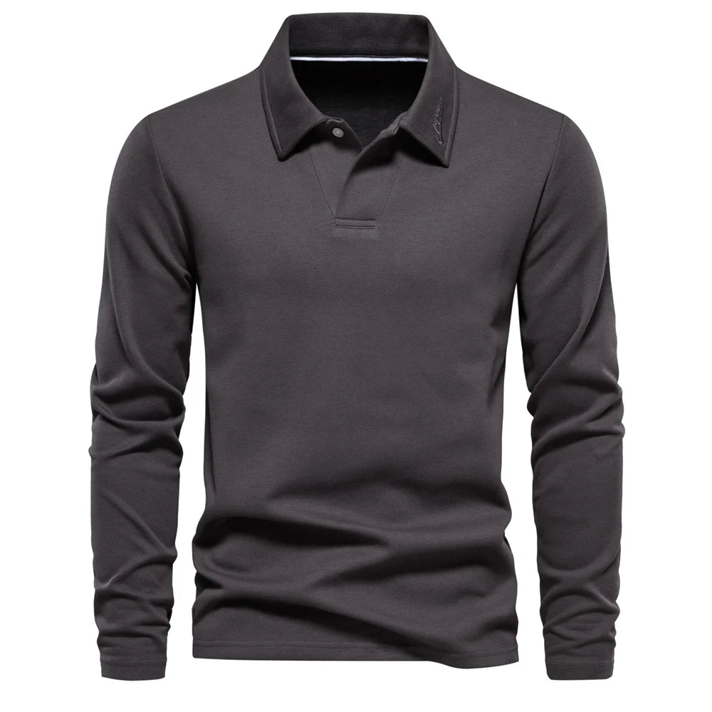 AIOPESON Embroidery Polo Shirt for Men Fashion Neck Turn Down Collar Mens Casual Social Polo Shirts Luxury Golf Shirt - Slobuy