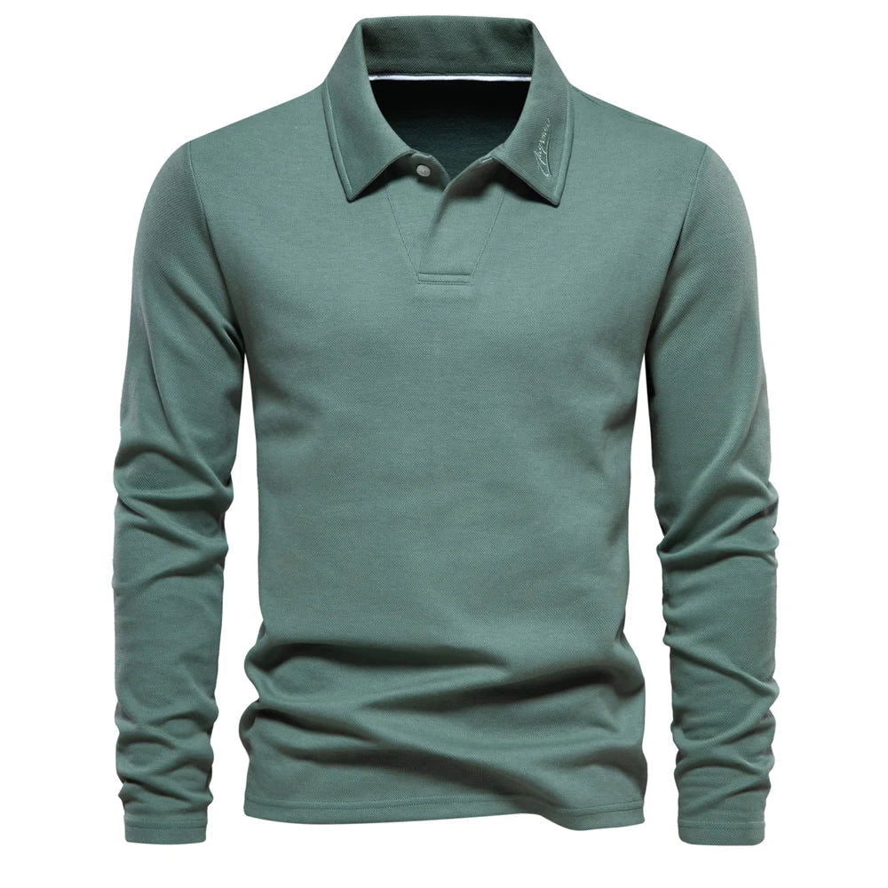 AIOPESON Embroidery Polo Shirt for Men Fashion Neck Turn Down Collar Mens Casual Social Polo Shirts Luxury Golf Shirt - Slobuy