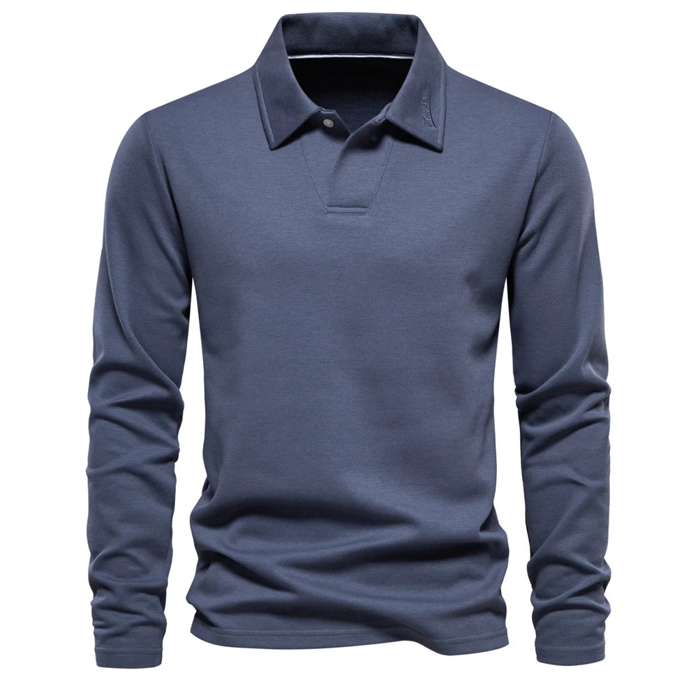AIOPESON Embroidery Polo Shirt for Men Fashion Neck Turn Down Collar Mens Casual Social Polo Shirts Luxury Golf Shirt - Slobuy