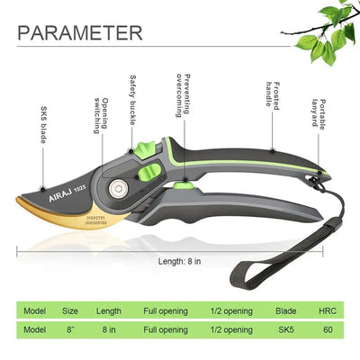 AIRAJ Industrial Grade Pruning Shears Are Labor-Saving Gardening Tools With Sharp, Durable, And Non Slip Scissors - Slobuy